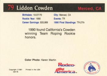 1991 Rodeo America Set B #79 Liddon Cowden Back